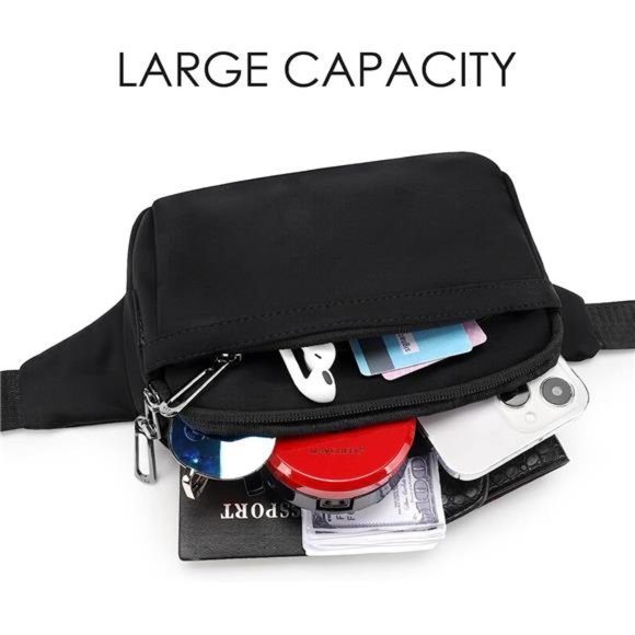 Fanny Packs for Women Men Black, Gray Zipper - Picture 3 of 6